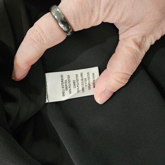 Adrianna Papell Black Striped Floral Pink & Green Fit and Flare Dress. Size 12 - Picture 9 of 9